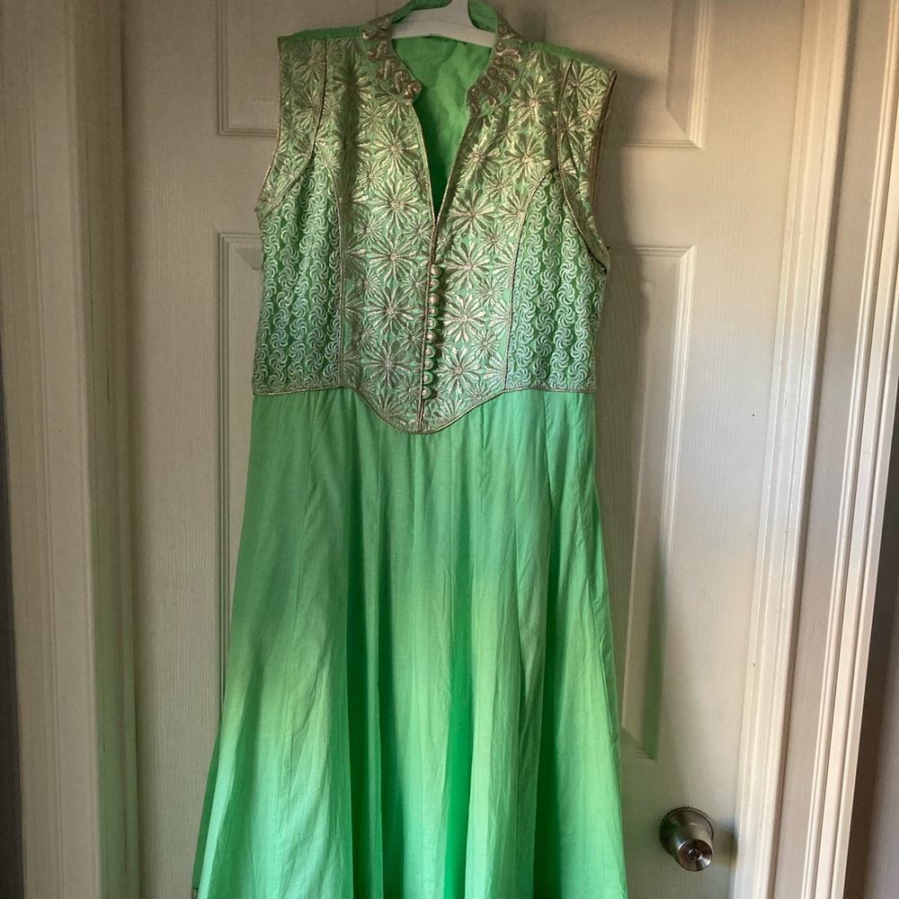 Mint green Indian dress, ethnic clothing